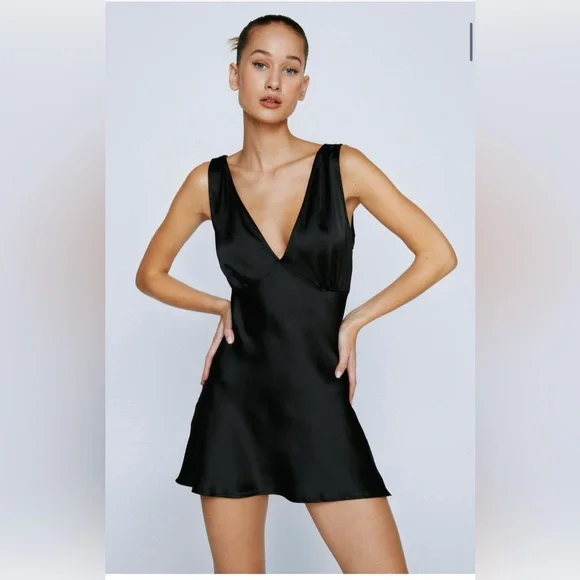 Nasty Gal | Dresses | Nasty Gal Black Satin Mini Dress | Poshmark